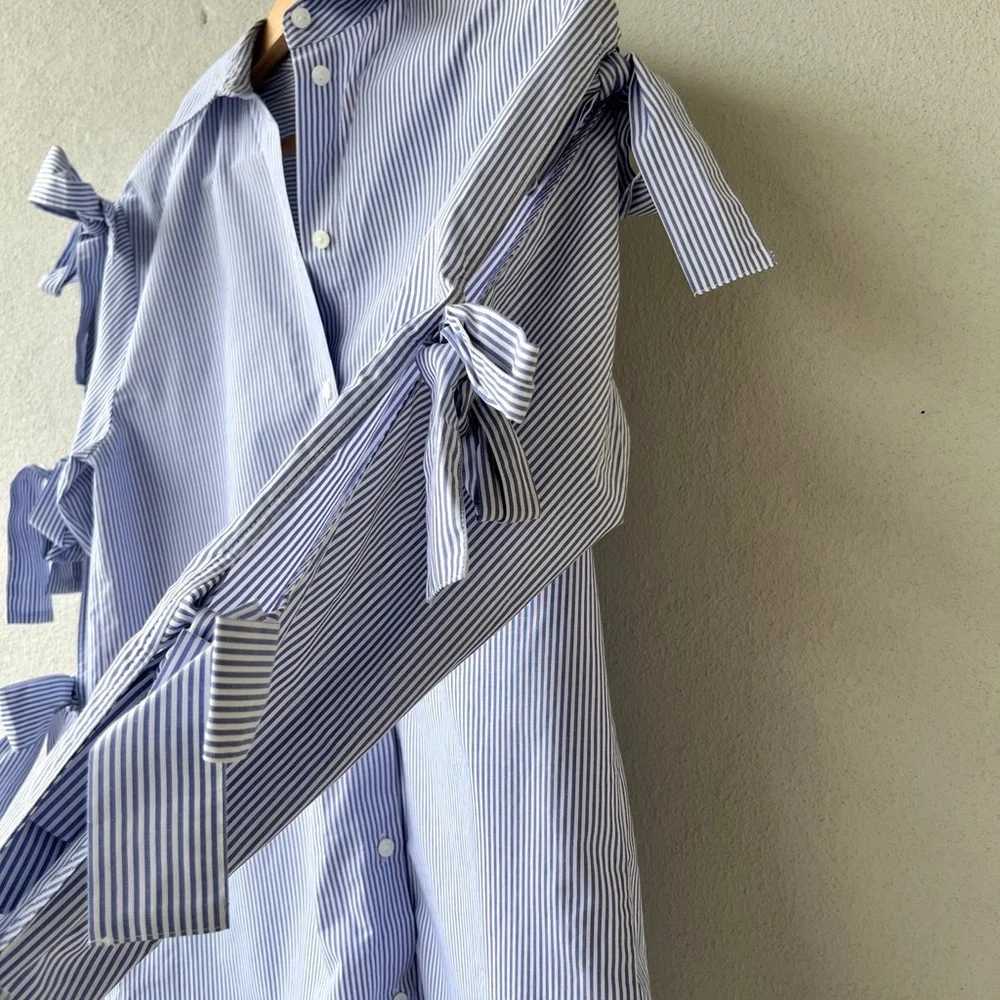 H&M | NWT Bow- Detail Poplin Shirt - Picture 7 of 16